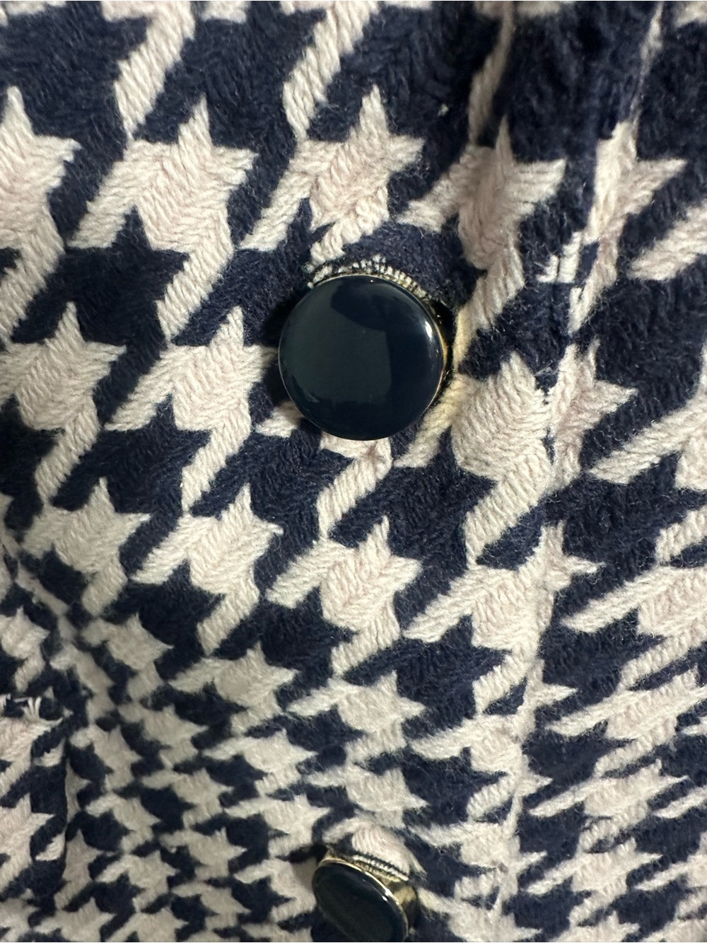 Kate Spade New York Pink & Navy Houndstooth Wool Blend Coat Large - Picture 6 of 9